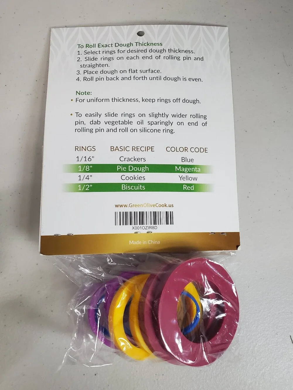 Rolling Pin Silicone Spacer Rings Set Baking Kitchen Food